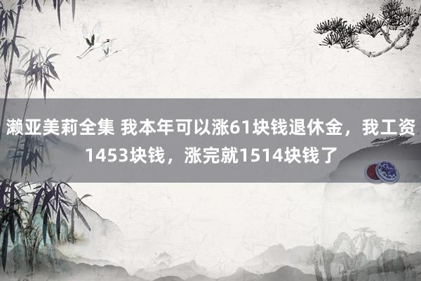 濑亚美莉全集 我本年可以涨61块钱退休金，我工资1453块钱，涨完就1514块钱了