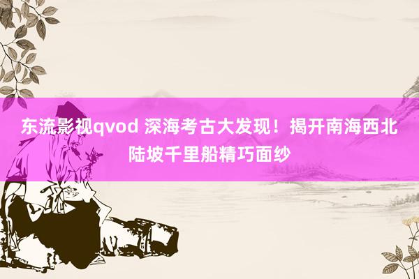 东流影视qvod 深海考古大发现！揭开南海西北陆坡千里船精巧面纱