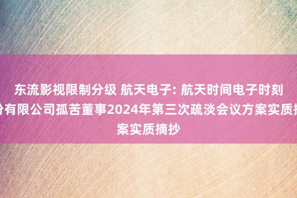 东流影视限制分级 航天电子: 航天时间电子时刻股份有限公司孤苦董事2024年第三次疏淡会议方案实质摘抄