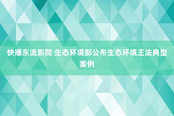 快播东流影院 生态环境部公布生态环境王法典型案例